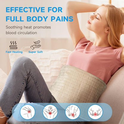 GOTCOZY Heating Pad 12"x24" for Back Pain Relief & Cramps(Rose)