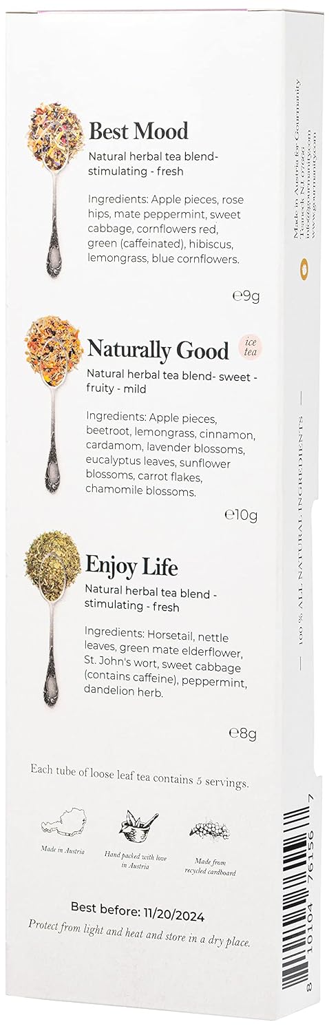 Gourmanity Bedtime Tea Sampler Gift Set, 3 Calming Herbal Blends, 0.74 oz