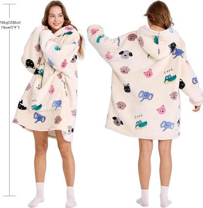 Aemilas Wearable Blanket Hoodie - Warm Sherpa Blanket Sweatshirt as Gifts for Adult Women Mom Men, One Size Fits All
