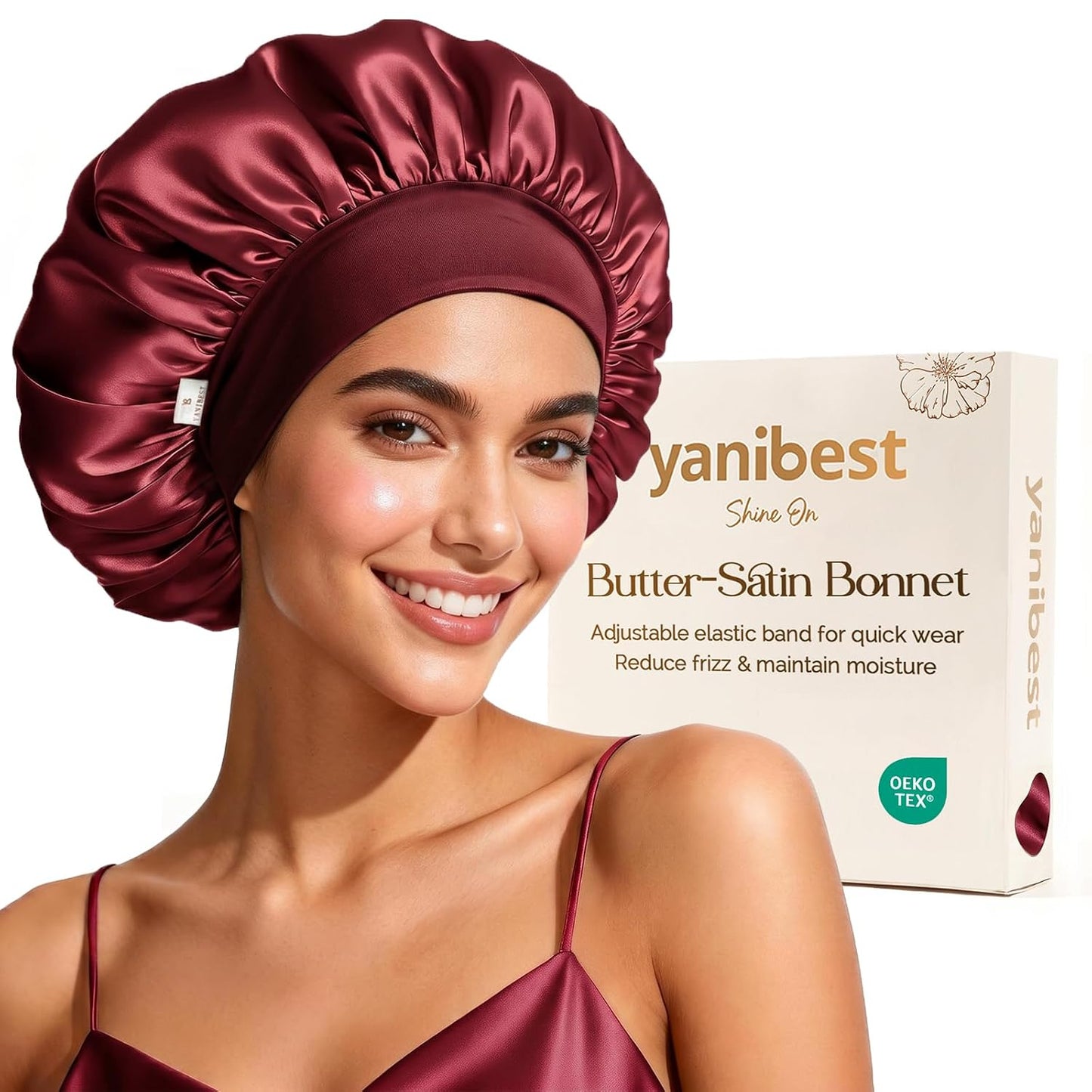 YANIBEST Silk Bonnet for Sleeping Women, Double Layer Hair Satin Bonnets with Elastic Band, Sleep Cap Curly Natural Hair