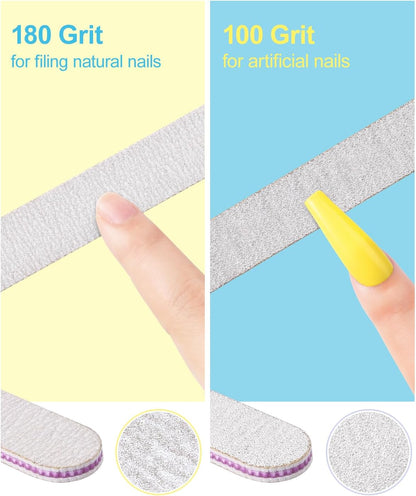 MORGLES Nail File and Buffer Blocks with Nail Care Kit, 13 Pcs Manicure Kit for Women with Milk and Honey Cuticle Oil and Cuticle Trimmer Set