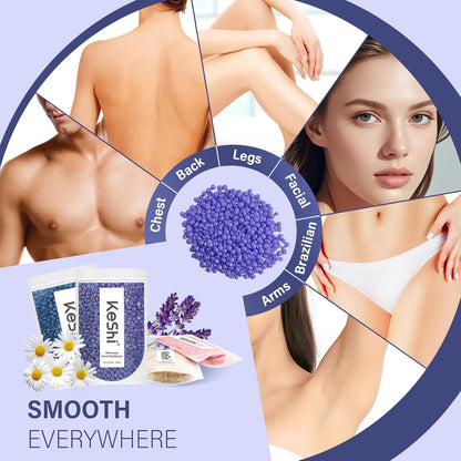 KeShi Waxing Kit, Painless Hair Removal Wax Warmer with 6 Bags Hard Wax Beans for Full Body, Legs, Face, Eyebrows & Bikini— Ideal for Both Women & Men