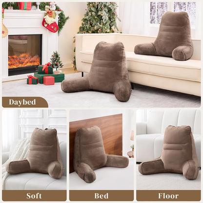 Sasttie Reading Pillows for Sitting in Bed Adult, Back Pillow Bed Sitting Up, Back-Rest Support Cushion for Sit Up on Couch, Sofa, and Floor, Dorm Essentials, Oeko-Tex Certified, Dark Grey
