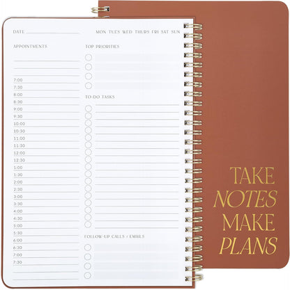 Beautiful Daily Planner And Notebook With Hourly Schedule - Aesthetic Spiral To do List Notepad to Easily Organize Your Work Tasks And Appointments - The Perfect Office Supplies For Women
