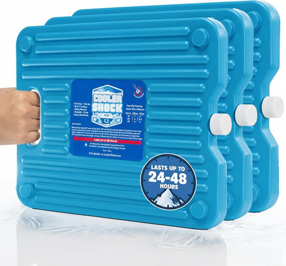 Cooler Shock Ice Packs - Reusable, Premium, Large Pack and Lunch Set for Long Term Use - Cools Faster Than Ice - Cooler Accessories