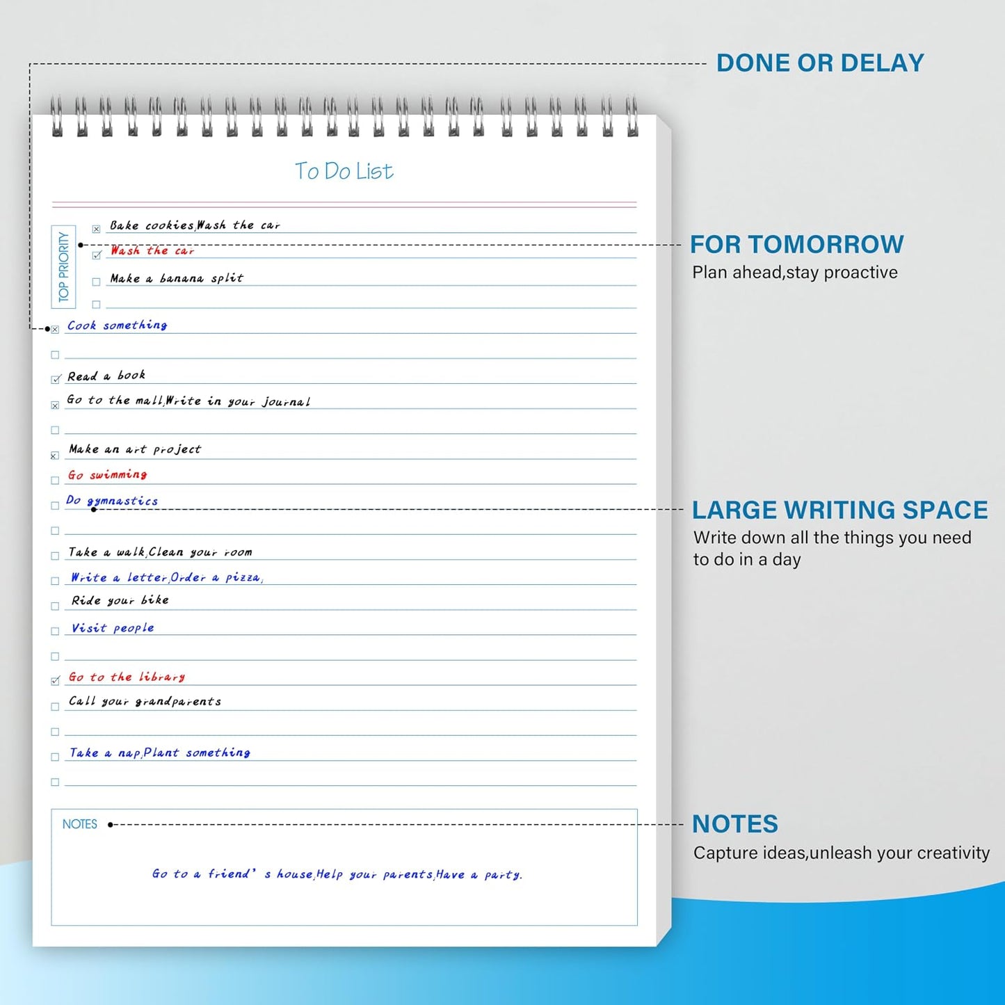 to Do List Notepad 3pcs/Set - Daily Planner Notepad Undated 60 Sheets Tear Off, 5.5" x 8.3" Planning Pad Checklist Productivity Note Pad for Work and Personal Organized