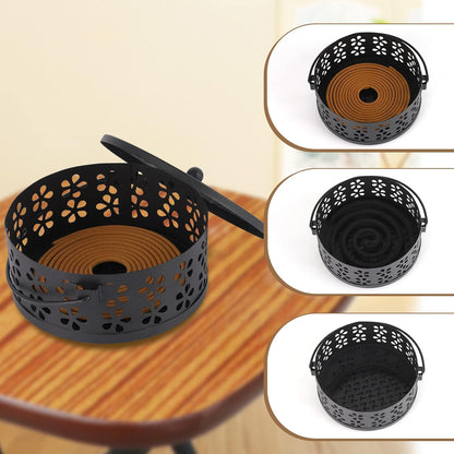 Portable Iron Mosquito Coil Holder with Handle for Outdoor, Bronze