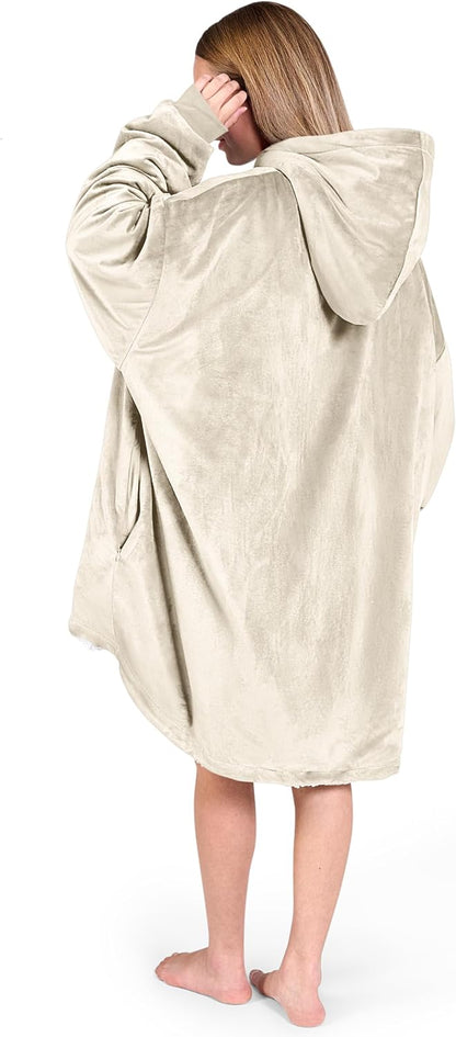 Bare Home Wearable Blanket Hoodie - Soft Plush Sherpa - Warm and Cozy - Oversized Wearable Blanket