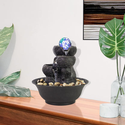 Ferrisland Indoor with LED Lights, Desktop Waterfall Fountain