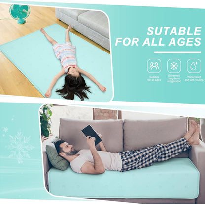 Drydiet Cooling Pad Mat for Bed Cooling Mattress Pad Gel for Sleep, Summer Hot Flashes, Adult, Pets, No Water or Electricity Required(Plain,48 x 28 Inch,Light Blue)