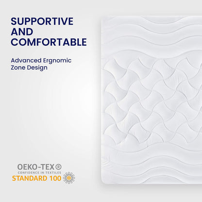 SLEEP ZONE Cooling Queen Mattress Topper, Premium Zoned Cool Mattress Pad Cover, Padded Mattress Protector Breathable Washable, Deep Pocket 8-21" (Grey, Queen)