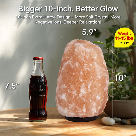 pursalt Himalayan Salt Lamp - 9-11 Inch 11-15 lbs, Natural Pink Large Salt Rock Lamp with Remote Control, 16 Color-Changing LED, USB-Powered Night Light for Home, Office, Bedroom, Yoga Decor