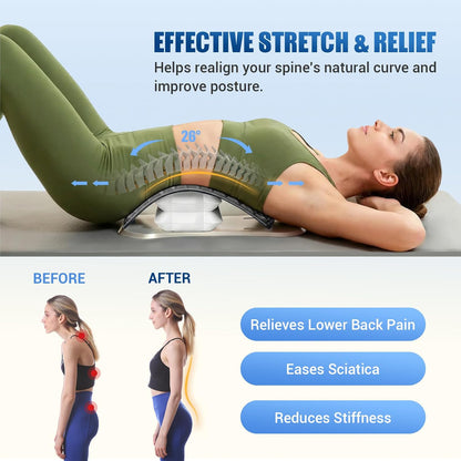 Back Stretcher for Lower Back Pain Relief, Adjustable Lumbar Support Board with Acupressure Points, Back Stretcher Board for Scoliosis, Spine Decompression Support