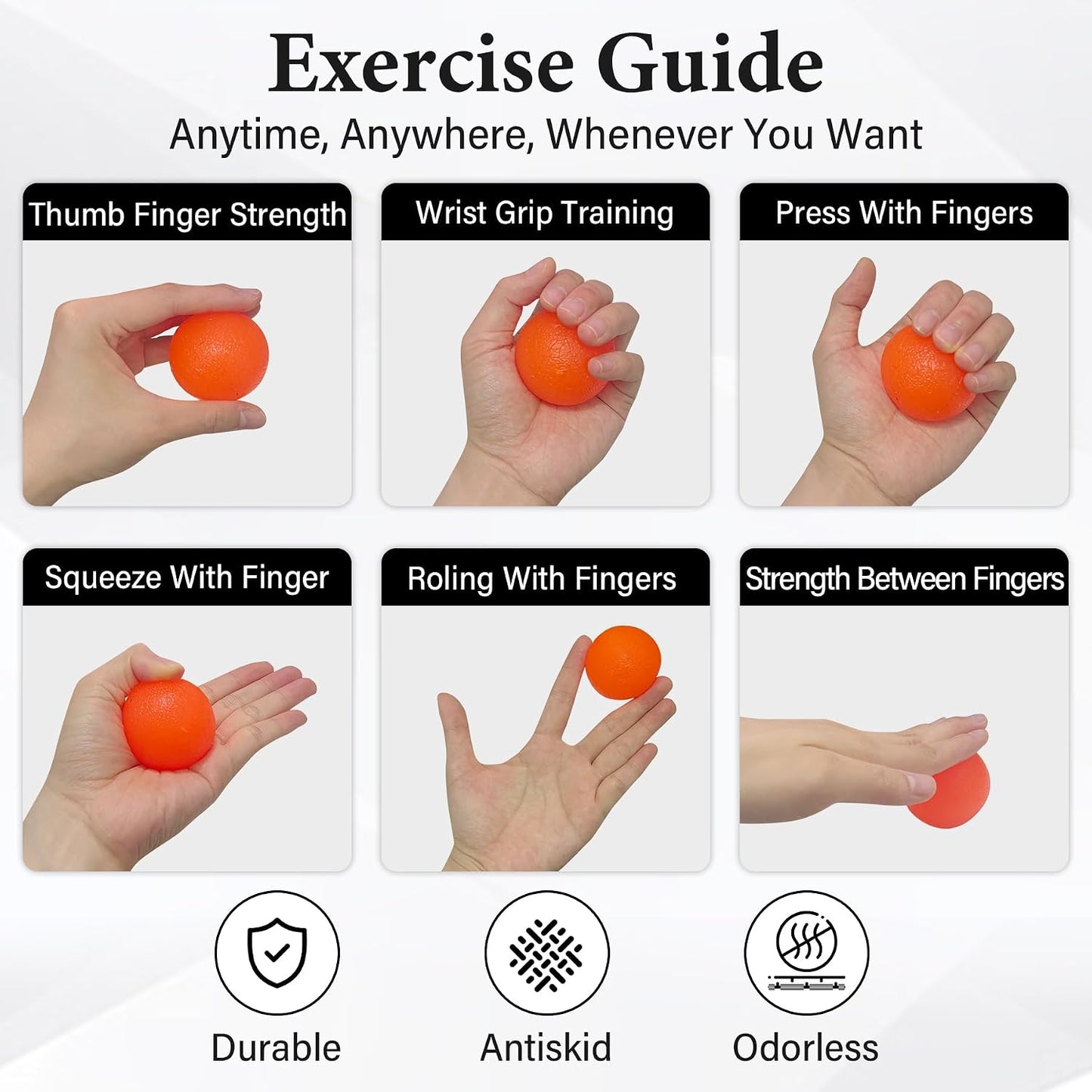 Stress Balls for Adults (6 Pack), 5 Resistance Levels Hand Exercisers for Strength, Hand Strengthening Devices,Squeeze Balls for Hand Therapy,Exercise Squeeze Squishy Wrist Ball, Grip Strength Trainer