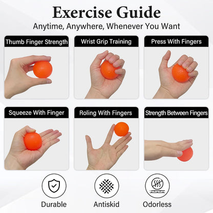 Stress Balls for Adults (6 Pack), 5 Resistance Levels Hand Exercisers for Strength, Hand Strengthening Devices,Squeeze Balls for Hand Therapy,Exercise Squeeze Squishy Wrist Ball, Grip Strength Trainer
