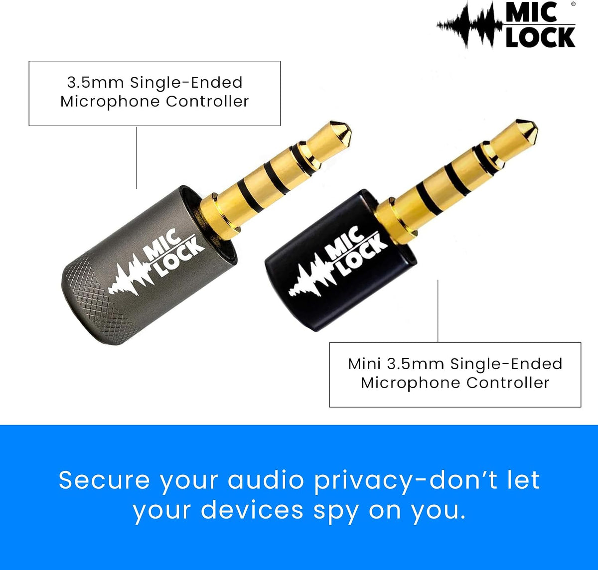 Mic-Lock 3.5mm for Headphone Port - Microphone Audio and Data Security - Privacy Protector for Laptops, Smartphones, Tablets, and Computers (Gray, Single Pack)