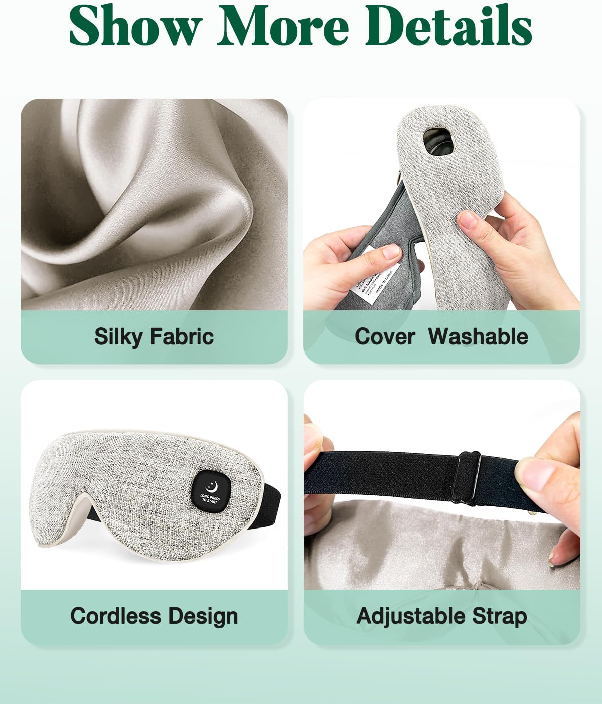 YoanYouth Heated Eye Mask for Dry Eyes, FSA Eligible HSA, Cordless Warm Compress for Eyes, Light Blocking Eye Heating Pad, Styes, Sleep, Cover Washable, Rechargeable, Light Blue