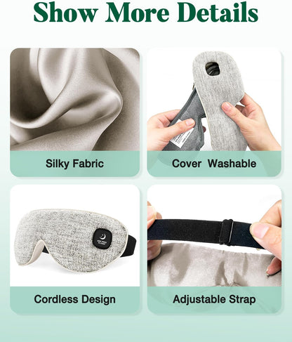 YoanYouth Heated Eye Mask for Dry Eyes, FSA Eligible HSA, Cordless Warm Compress for Eyes, Light Blocking Eye Heating Pad, Styes, Sleep, Cover Washable, Rechargeable, Light Blue