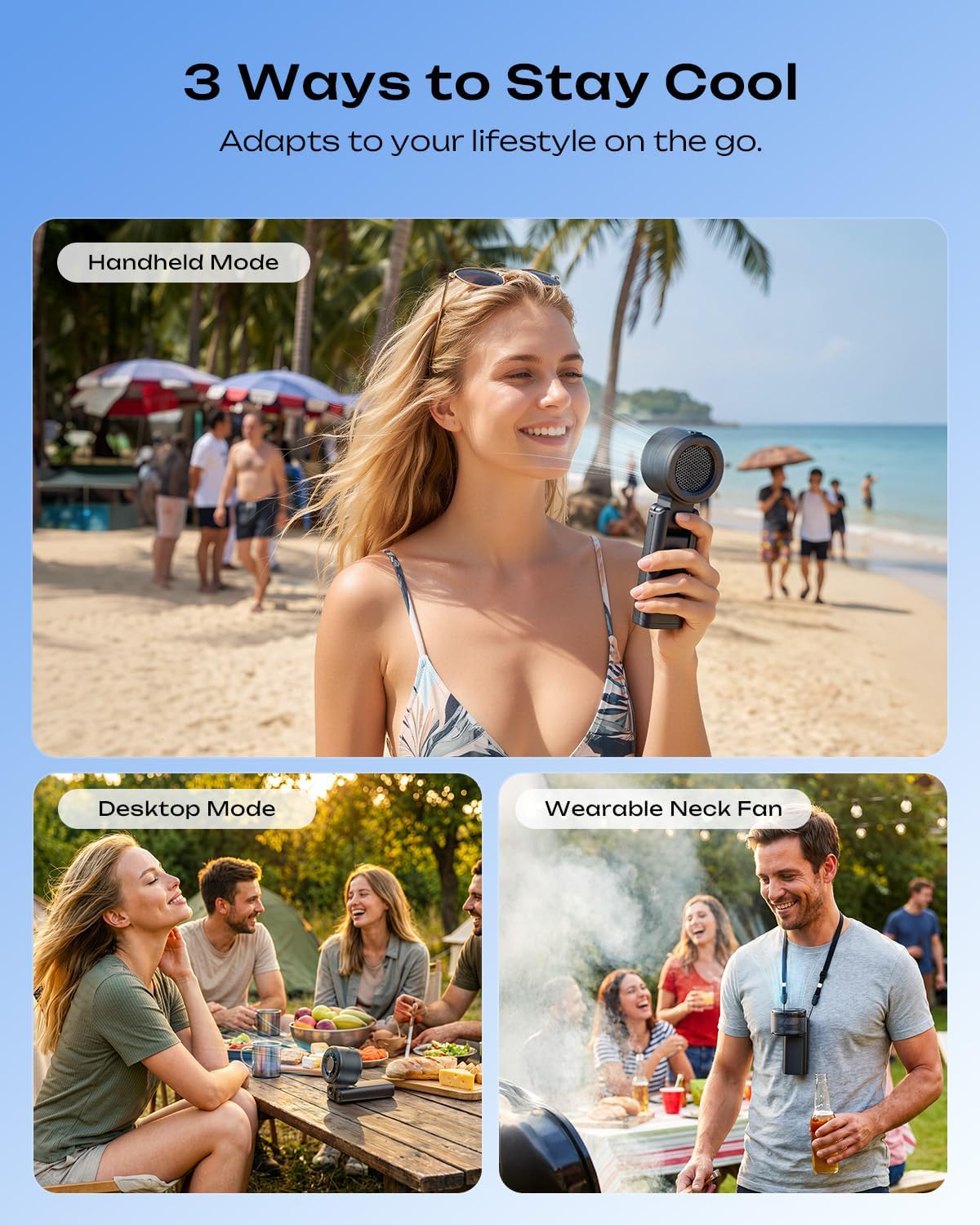 Otlonpe Handheld Misting Fan Portable, 10000mAh Rechargeable Battery, 48H Max, Powerful Turbo, 5 Speed, LED Display, Small Personal Mister Fan Water Spray Cooling Mist for Travel Beach Cruise (Black)