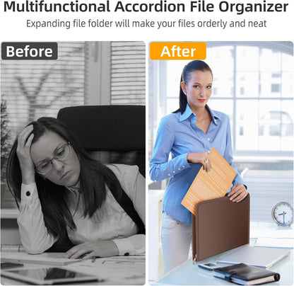 Fireproof Accordion File Organizer, Expanding File Folder with 13 Pockets