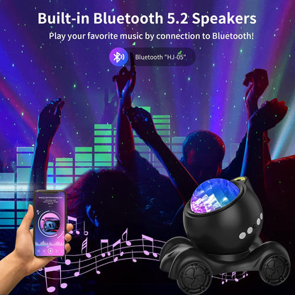 ENOKIK Galaxy Projector, Star Aurora Projector Built-in Bluetooth Speaker, Night Light for Kids Adults, White Noise Light for Home Decor/Relaxation/Party/Music/Gift (Black)