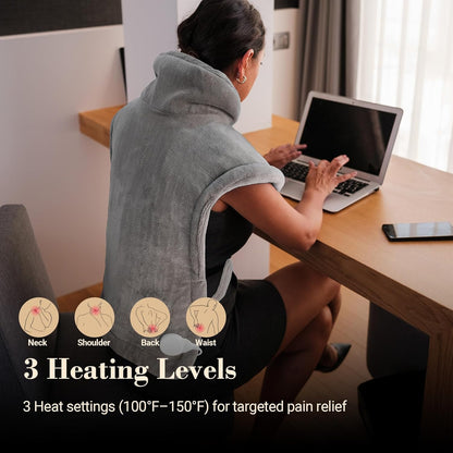 COMFIER Large Heating Pad for Back, FSA Eligible HSA Heating Pad for Neck and Shoulders and Back, Heated Neck Wrap, 3 Heat Levels & 90-Mins Auto Shut Off, Fathers Day Dad Gifts for Men Husband