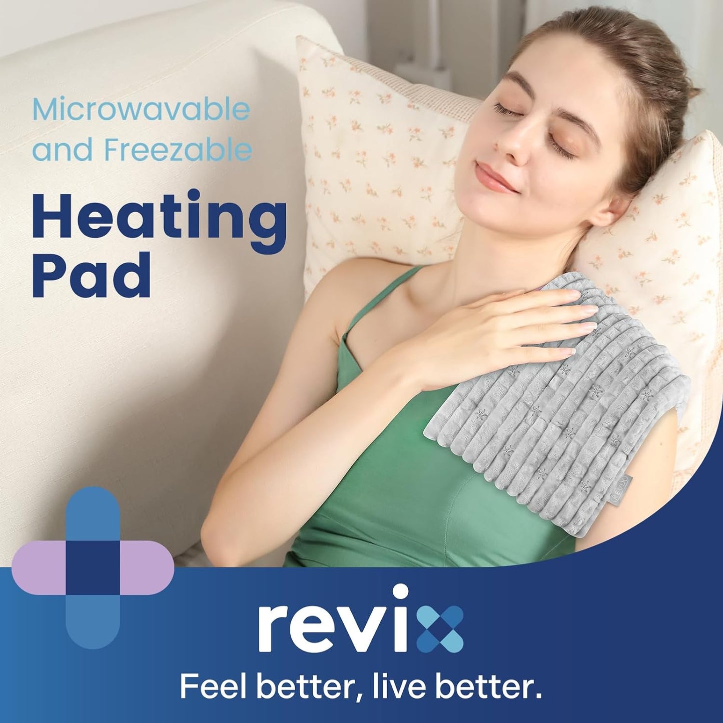 REVIX 6 * 12" Moist Heating Pad Microwavable, Reusable Microwave Heating Pads for Joints, Weighted Heat Packs with Flaxseeds for Shoulders, Neck, Back, Unscented