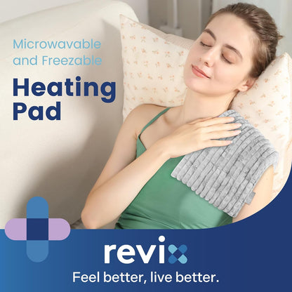 REVIX 6 * 12" Moist Heating Pad Microwavable, Reusable Microwave Heating Pads for Joints, Weighted Heat Packs with Flaxseeds for Shoulders, Neck, Back, Unscented