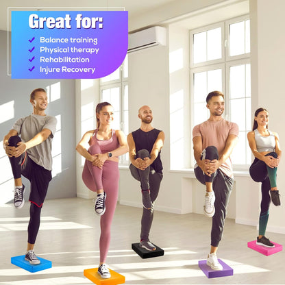 Hanaive 2/4/6 Pcs Balance Pad Foam Pad 11.81 x 7.87 x 1.97 Inch Yoga Mat Non Slip Cushion Exercise Knee Mat for Fitness Stability Stretching, Pilates, Physical Therapy, Core Trainer