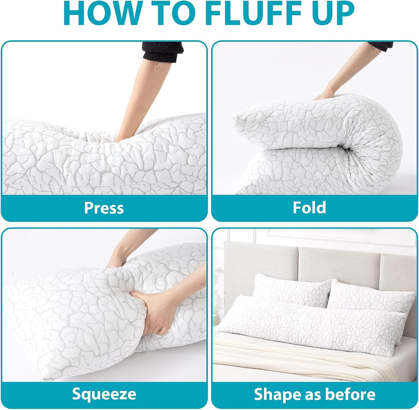 Cooling Pillows for Sleeping 2 Pack, Adjustable Shredded Memory Foam Pillows Queen Size Set of 2, Firm Bed Pillows for Side Back Stomach Hot Sleepers, Cold Pillow with Removable Washable Cover