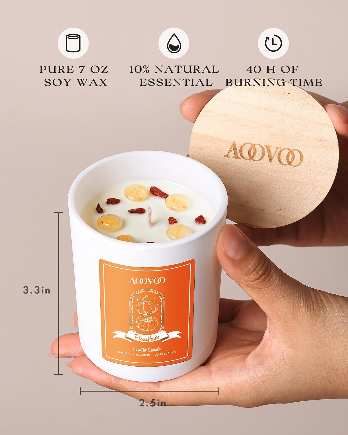 AOOVOO Lavender Scented Candles for Women - Aromatherapy Candle with Crystals Inside, 10oz Soy Candles for Home Scented, Birthday Gifts Mothers Day Candle for Women Mom