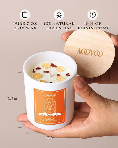 AOOVOO Lavender Scented Candles for Women - Aromatherapy Candle with Crystals Inside, 10oz Soy Candles for Home Scented, Birthday Gifts Mothers Day Candle for Women Mom