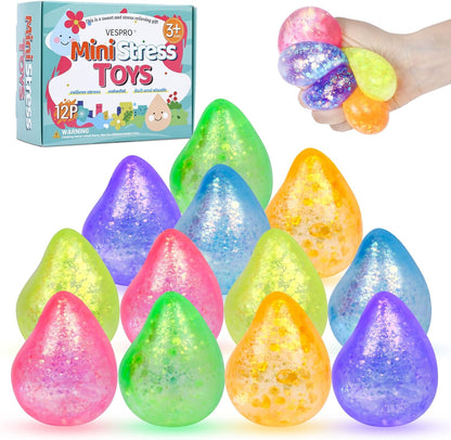 VESPRO 12 Pack Fidget Stress Balls for Adults, Cute Octopus Stress Sensory Stress Ball, Bulk Squishy Squeeze Ball Toys Set for Classroom Prizes and Birthday Party Favors