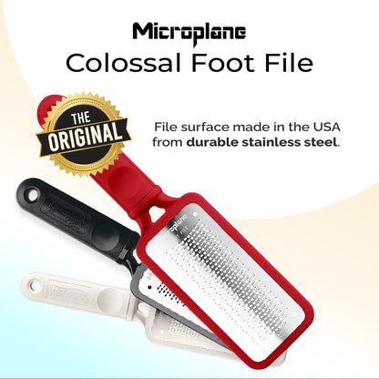 Microplane Colossal Foot File Scraper - The Original Stainless Steel Foot Rasp, Dead Skin/Callus Remover for Feet, Gentle Foot Scrubber, Pedicure Tools for Salon-Quality Foot Care, Black