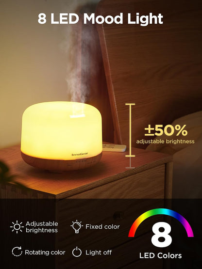 InnoGear 500ml Essential Oil Diffuser with Remote Control, Premium Ultrasonic Aromatherapy Diffusers Mother's Gift Scent Humidifier Vaporizer Auto-Off Timer for Large Room Home, Yellow