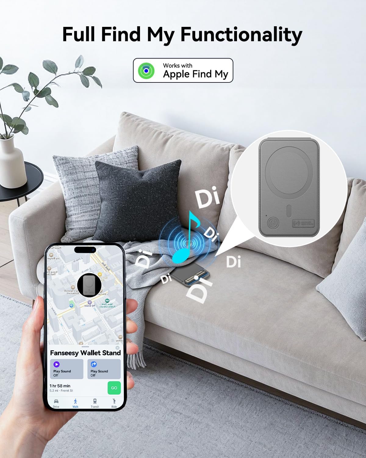 TWZKG for MagSafe Wallet, Works with Apple Find My,5 Card Holder with Stand