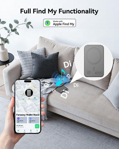 TWZKG for MagSafe Wallet, Works with Apple Find My,5 Card Holder with Stand