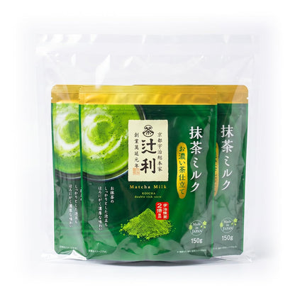 Matcha Milk Uji Double Rich Latte by Tsujiri, 150g Resealable Bag Made in Kyoto Japan