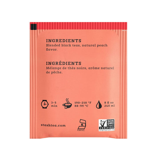 STASH Peach Black Tea, 100 Bags Bulk Pack, Caffeinated