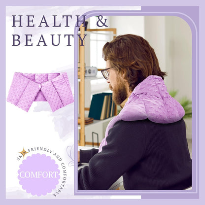 SmoothNovelty 4 lb Sensory Weighted Neck Wrap 32 x 8 Inch Shoulder Wrap Weighted Neck Shoulder Pad Glass Bead Filled Dual Texture for Adults Relaxation(Purple)