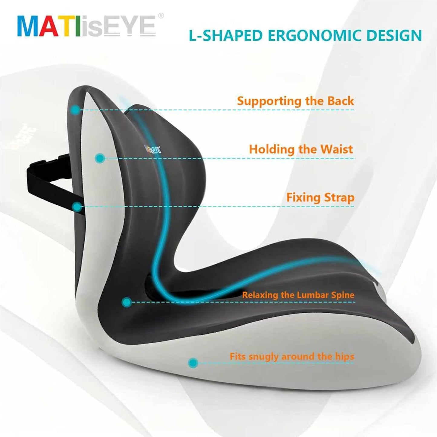 2026 Upgraded Orthopedic Memory Foam Seat Cushion with Adjustable Strap, Coccyx & Sciatica Pain Relief, Washable Non-Slip, Ergonomic Support for Office Chair, Car & Wheelchair (Dark Grey)