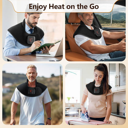 Comfytemp Cordless Heating Pad for Neck & Shoulder, 2.5 lb Weighted Rechargeable Heat Wrap, Electric Cervical Spine Heater with 3-8H of Battery Life, Mother's Day Birthday Gifts for Women Men Mom Dad