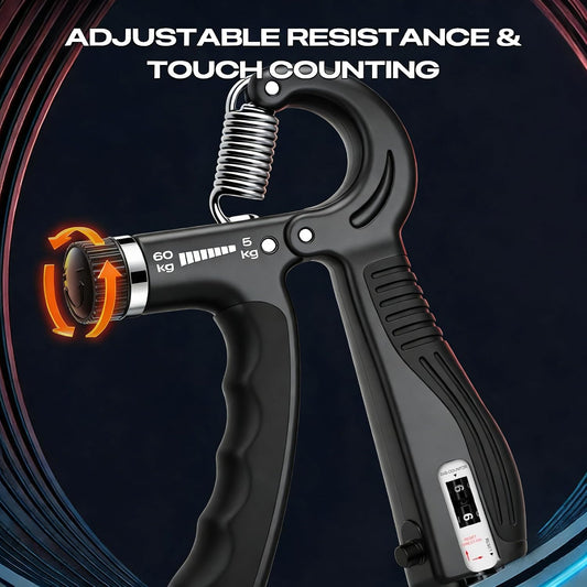JTHEW Grip Strength Trainer - Adjustable Resistance 11-132lbs/5-60kg Hand Gripper & Forearm Strengthener Device with Smart Counter for Sports & Rehab
