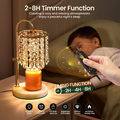 Candle Warmer Lamp with Timer Dimmer and 3 Bulbs, Lamp Candle Warmer with Marble Base,Wax Melt Warmer for Jar Candles, Birthday Gifts for Women Mom, House Warming Gifts New Home Decor (RGB-Black)