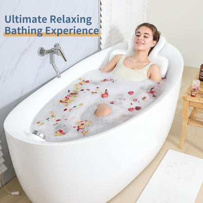 Luxury Bath Cushion, Full Body Bathtub Pillow with 160 Suction Cups, Bath Mat for Head and Neck Support, with Laundry Bag (Blue, 51" x 16")