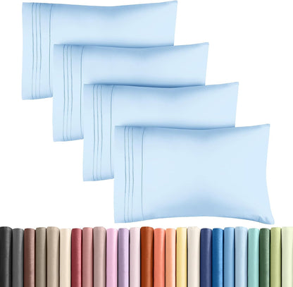 Standard Pillow Cases Set of 10 - Ultra Soft Hotel Quality Pillowcase Covers - Comfy, Cozy & Wrinkle Free - Shrink, Stain and Fade Resistant - Machine Washable Pillow Protectors - 10 Pcs Set - White - Colors A