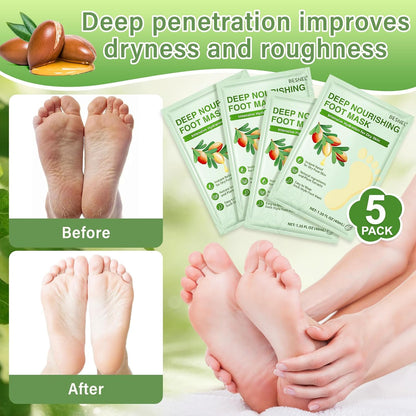 BESNEL 8Pack Moisturizing＆Foot Peeling Foot Mask, Teacher Appreciation Gifts, Hydrating Foot Masks Dry Cracked Feet, Soothing Moisturizer Socks Repair Rough Heels＆Baby Soft Feet(8Pack)
