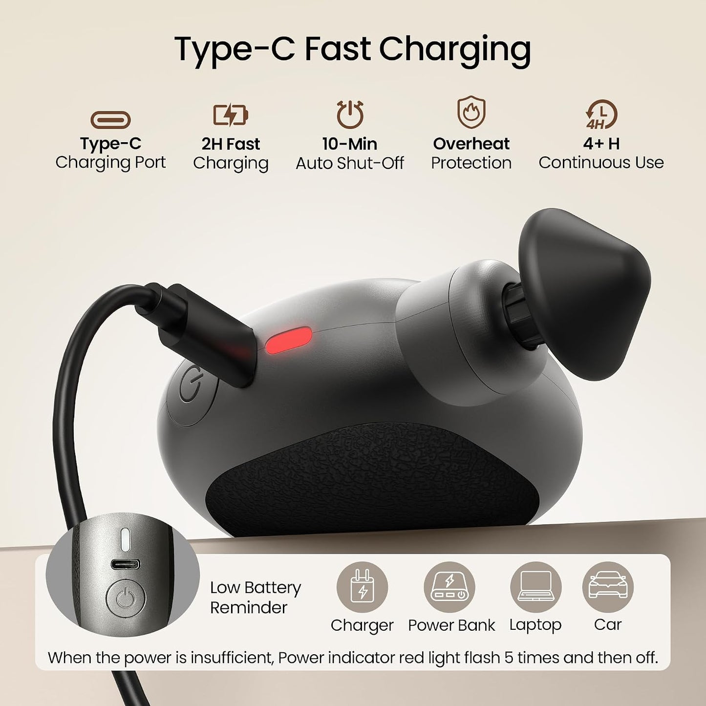 Pocket Mini Massage Gun, Percussion Massager for Travel | Small Handheld Deep Tissue Muscle Massager for Neck Face Head | 4 Speeds, USB-C, Quiet, Gifts for Women & Men