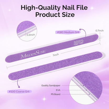 MelodySusie 16Pcs Professional Nail Buffer Kit,Nail Files and Buffers,Nail Buffer Block,Nail Brush, Nail File Buffers Kit for Natural Nails,DIY,Home Use,Salon（100/180 Grit）