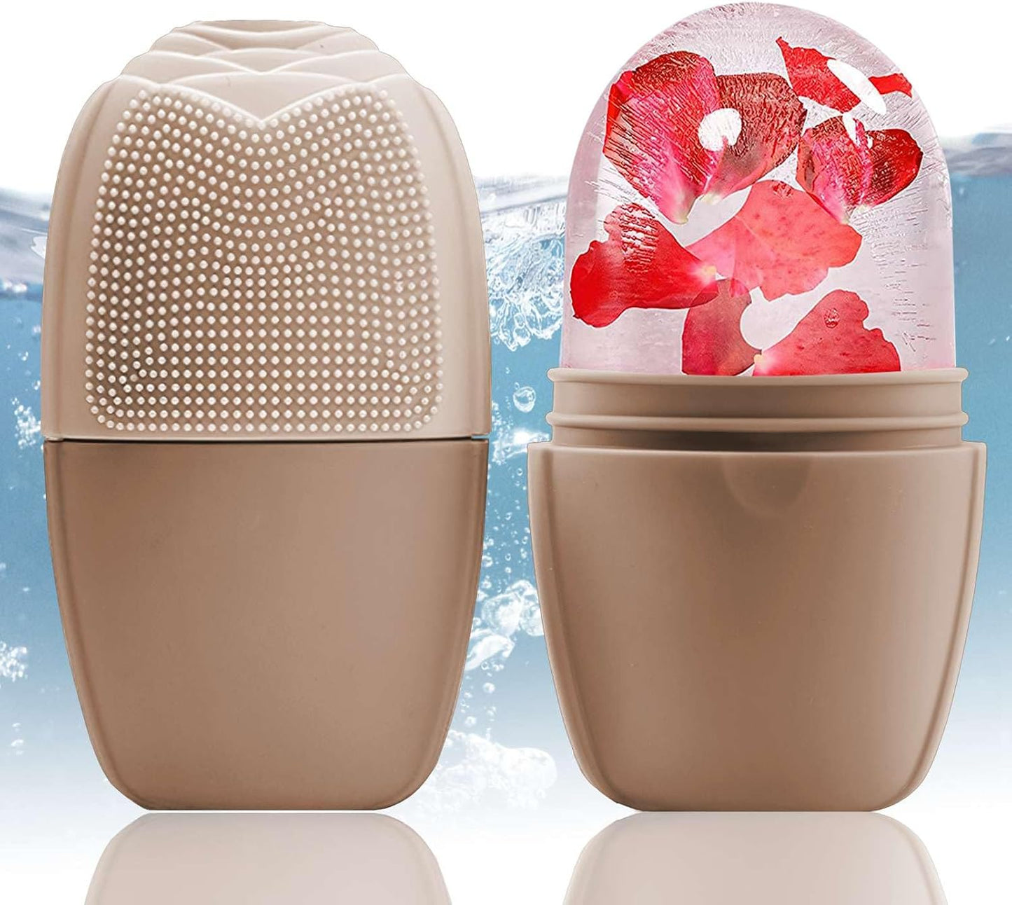 XHJRI Ice Cube Roller Massager for Face, Eyes and Neck Naturally Conditioning and Skin Care,De-Puff Eye Bags,Reduce Migraine Pain,Reusable Massage Silicone Ice Mold (Pink)